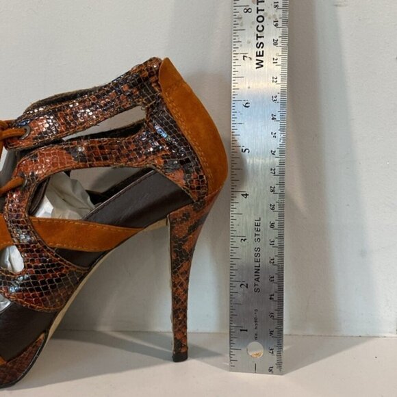 Zara Caged Heels Stiletto Suede Burnt Orange Brown Size 37 - Picture 9 of 13
